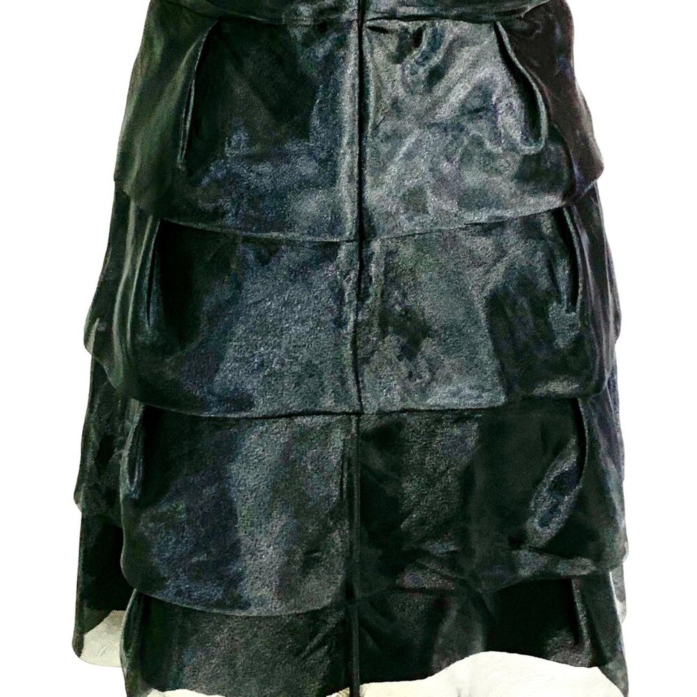 Max & Cleo Black Cocktail Dress Tiered Design Adjustable Size 8 Chiffon Organza - Picture 8 of 10
